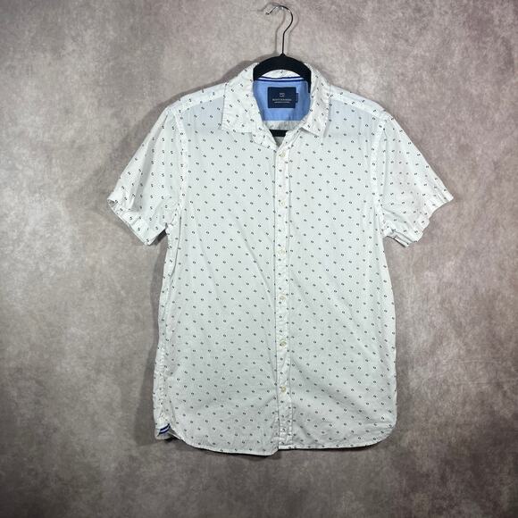 Scotch & Soda Shirt Mens Medium White Short Sleeve Button Up Regular Fit Casual - Picture 1 of 9